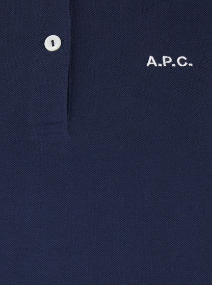 A.P.C. Women 'Oceane' Blue Polo Shirt With Classic Collar And Logo Embroidery On The Front In Cotton Woman