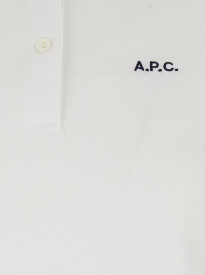 A.P.C. Women 'Oceane' White Polo Shirt With Classic Collar And Logo Embroidery On The Front In Cotton Woman