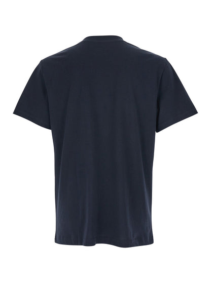 A.P.C. Women Blue Crewneck T-Shirt With Logo On The Front In Cotton Woman