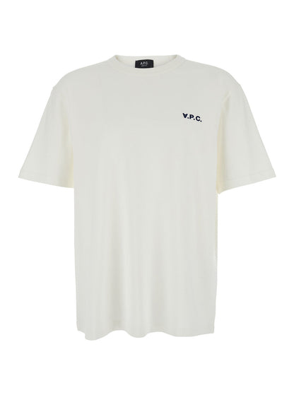A.P.C. Men White Crewneck T-Shirt With Logo Embroidered On The Front In Cotton Man