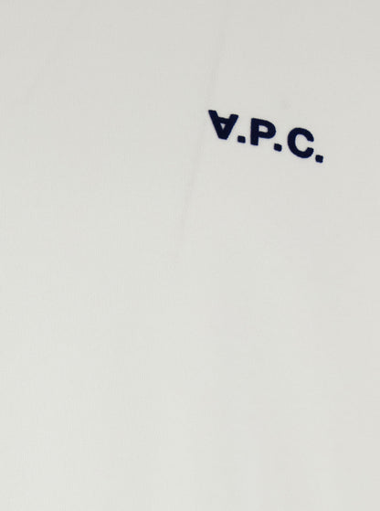 A.P.C. Men White Crewneck T-Shirt With Logo Embroidered On The Front In Cotton Man