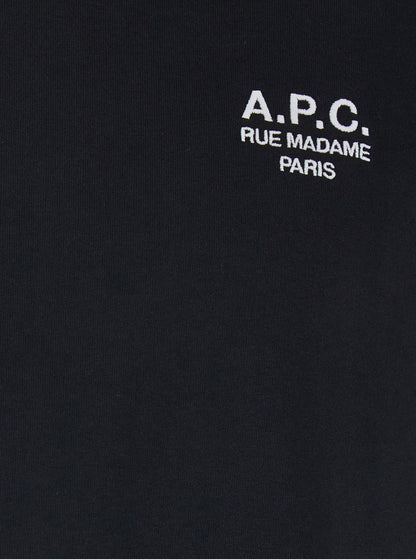 A.P.C. Men Black Crewneck T-Shirt With Logo Embroidered On The Front In Cotton Man