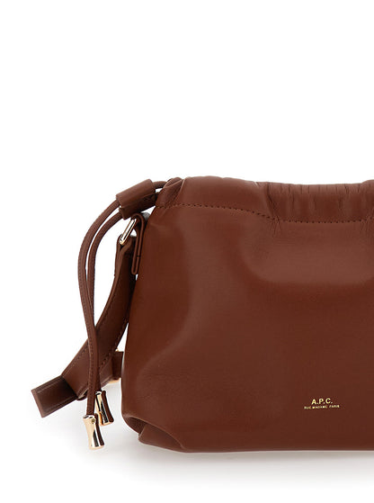A.P.C. Women 'Ninon Mini' Brown Crossbody Bag With Embossed Logo On The Front And Adjustable Shoulder Strap In Ecoleather Woman