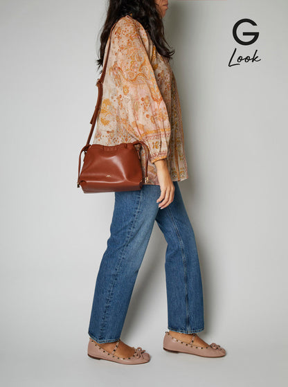 A.P.C. Women 'Ninon Mini' Brown Crossbody Bag With Embossed Logo On The Front And Adjustable Shoulder Strap In Ecoleather Woman