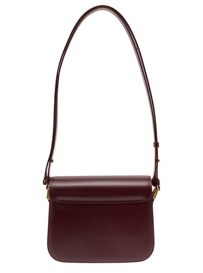 A.P.C. Women 'Grace' Bordeaux Small Crossbody Bag With Adjustable Shoulder Strap And Embossed Logo Lettering On The Front In Leather Woman
