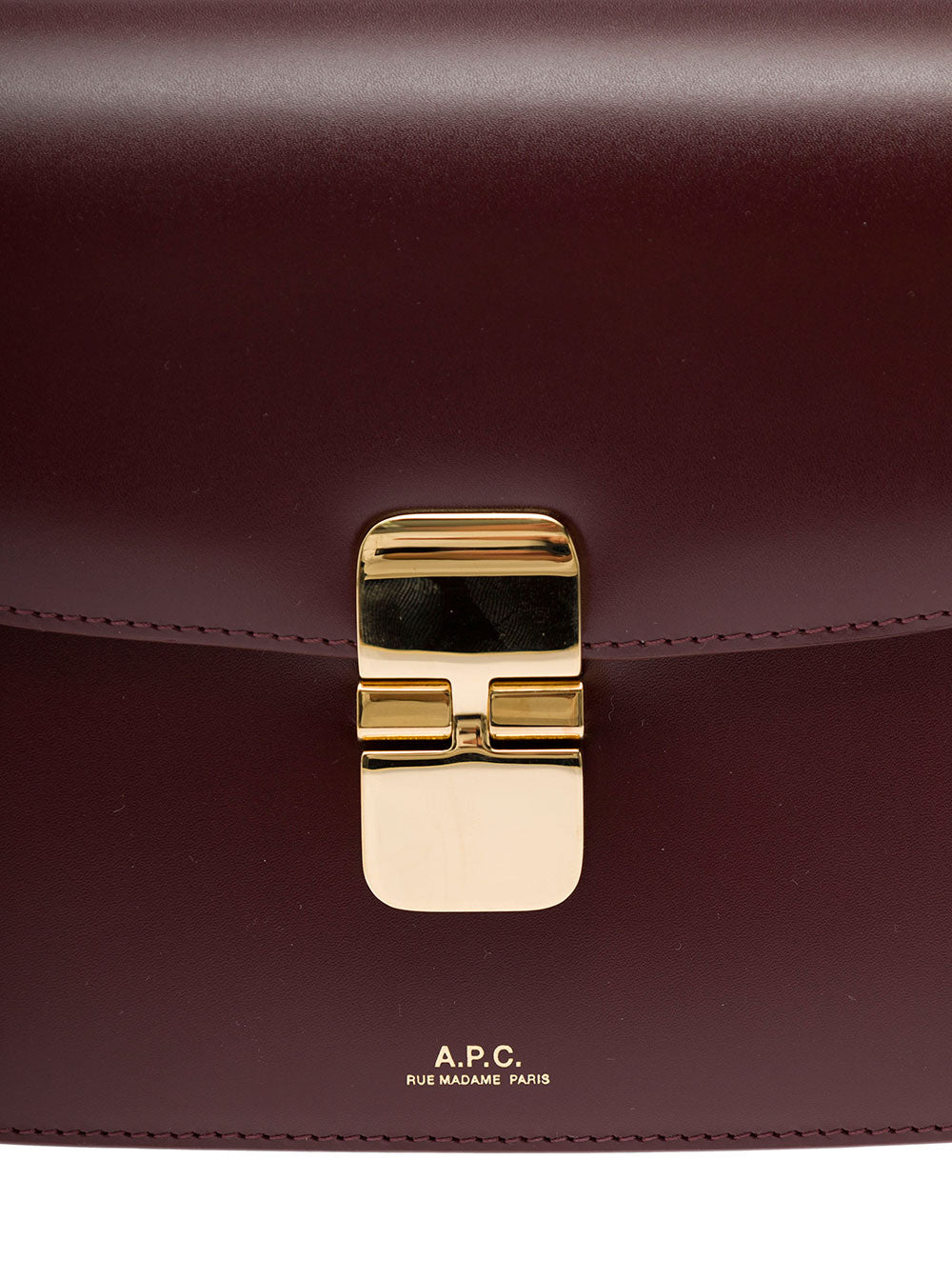 A.P.C. Women 'Grace' Bordeaux Small Crossbody Bag With Adjustable Shoulder Strap And Embossed Logo Lettering On The Front In Leather Woman