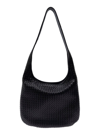 Bottega Veneta Men Black Crossbody Bag With Intrecciato Motif And Shoulder Strap In Leather Woman