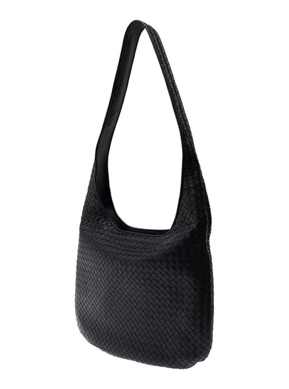 Bottega Veneta Men Black Crossbody Bag With Intrecciato Motif And Shoulder Strap In Leather Woman