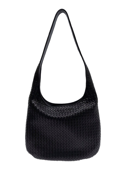 Bottega Veneta Men Black Crossbody Bag With Intrecciato Motif And Shoulder Strap In Leather Woman
