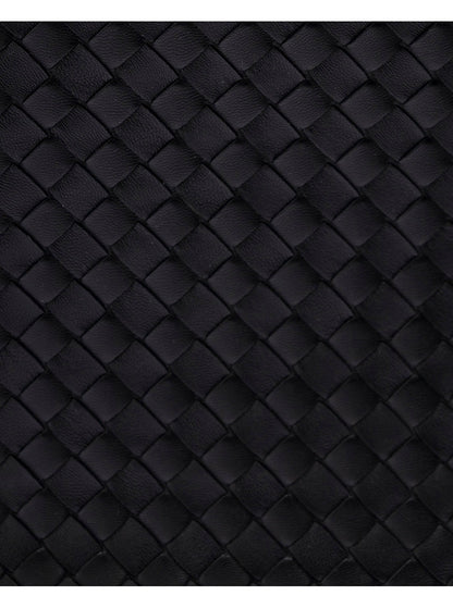 Bottega Veneta Men Black Crossbody Bag With Intrecciato Motif And Shoulder Strap In Leather Woman