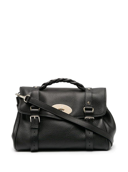 Mulberry Women 'Alexa' Black Handbag With Adjustable And Removable Shoulder Strap And Magnetic Closure In Granied Leather Woman