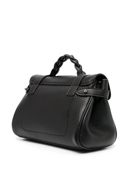 Mulberry Women 'Alexa' Black Mini Handbag With Adjustable And Removable Shoulder Strap And Braided Handle In Grained Leather Woman