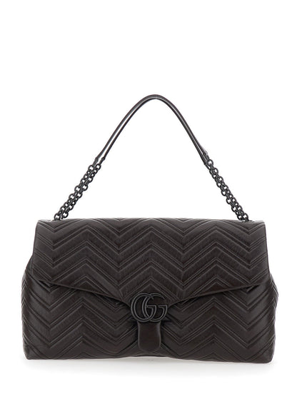 Gucci Women Brown Crossbody Bag With Sliding Chain-Link Shoulder Strap And Gg Plaque On The Front In Leather Woman