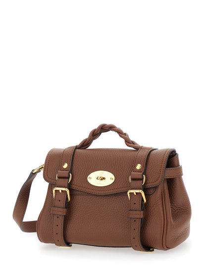 Mulberry Women 'Alexa Mini' Brown Handbag With Twist Lock In Hammered Leather Woman