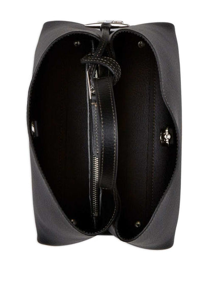 Tod's Women Micro Black Handbag With Embossed Logo And T Timeless Pendant In Grain Leather Woman