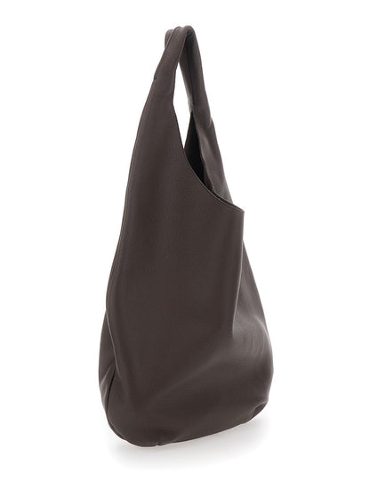 A.P.C. Women 'Le Neige' Brown Shoulder Bag With Embossed Logo On The Front In Hammered Leather Woman
