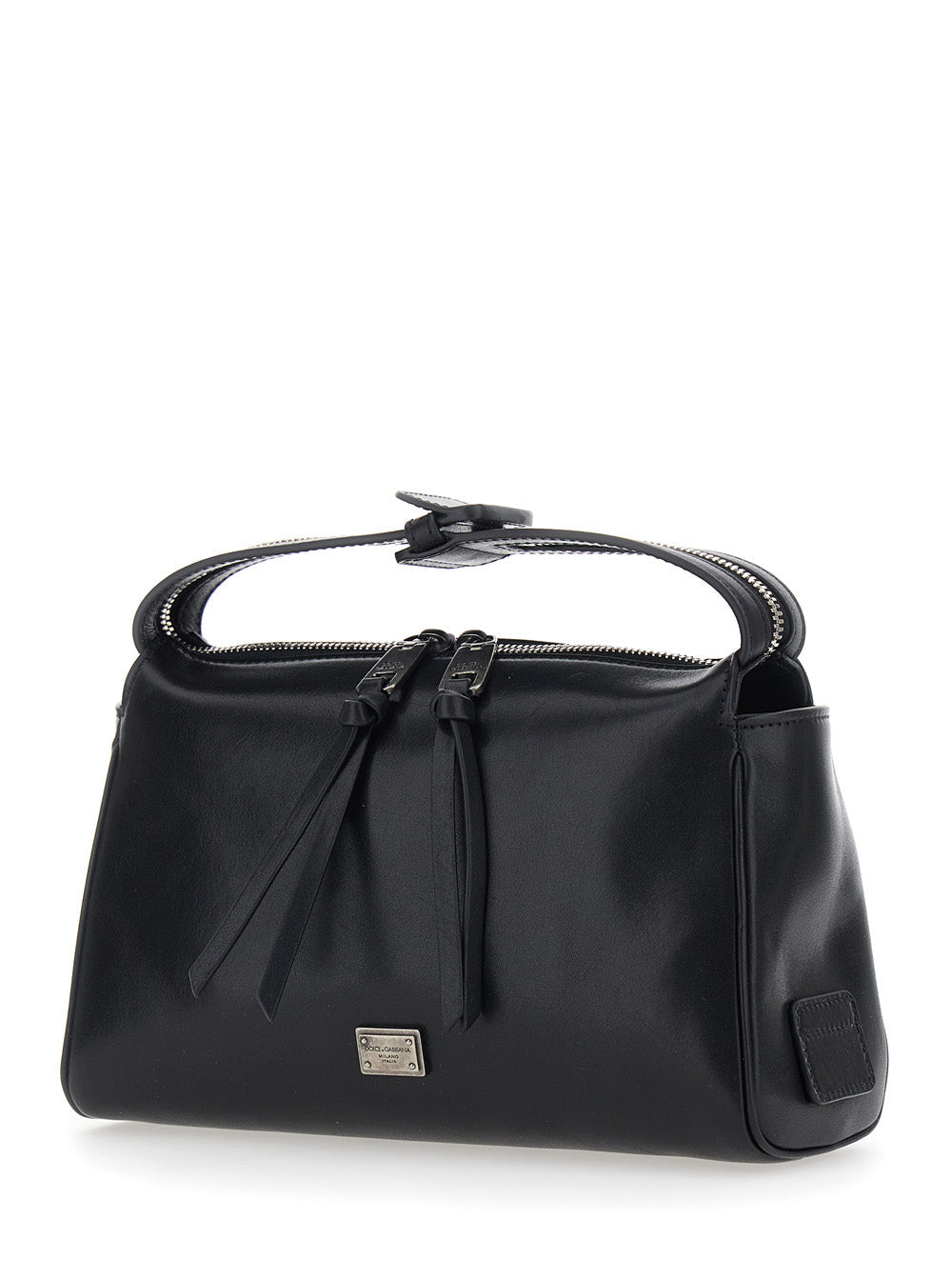 Dolce & Gabbana Men 'Vittoria' Black Mini Shoulder Bag With Adjustable And Removable Shoulder Strap And Logo Plaque On The Front In Leather Man