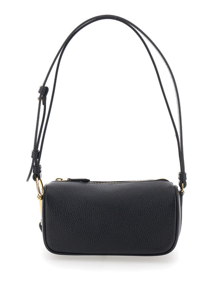 Gucci Women 'Half Horsebit' Black Mini Bag With Half Horsebit Detail And Adjustable And Removable Shoulder Strap In Grained Leather Woman