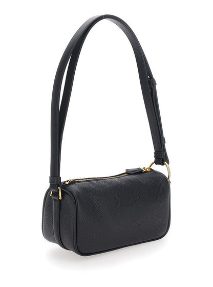 Gucci Women 'Half Horsebit' Black Mini Bag With Half Horsebit Detail And Adjustable And Removable Shoulder Strap In Grained Leather Woman