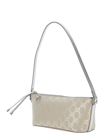 Gucci Women 'Emblem' Metallic Mnii Bag With Adjustable Shoulder Strap And Padlock Detail On The Front In Gg Canvas Woman