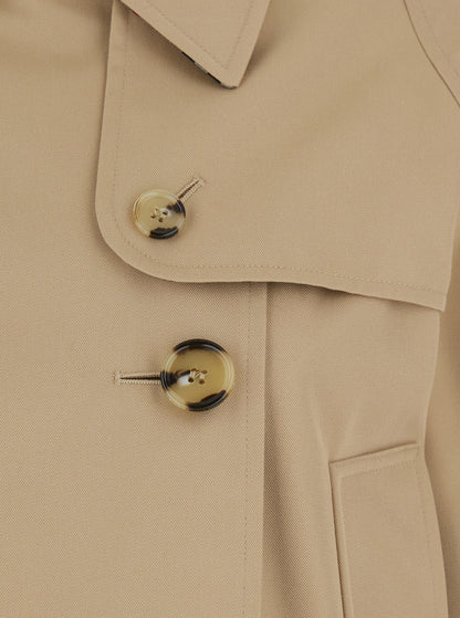 Burberry Women 'Haltye' Beige Double-Breasted Short Trench Coat With Classic Collar And Side Pockets In Cotton Woman
