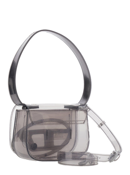 Diesel Women '1Dr' Grey Crossbody Bag With Oval D Patch And Semi-Transparent Design In Fabric Woman