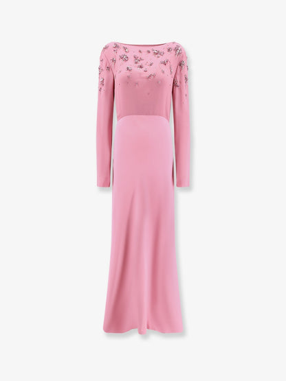 Alberta Ferretti Women Viscose Long Dress With Silk Top With Sequins