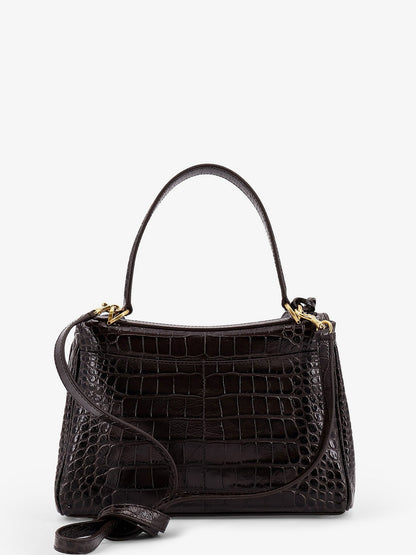 Balenciaga Women Rodeo Leather Shoulder Bag With Croco Effect