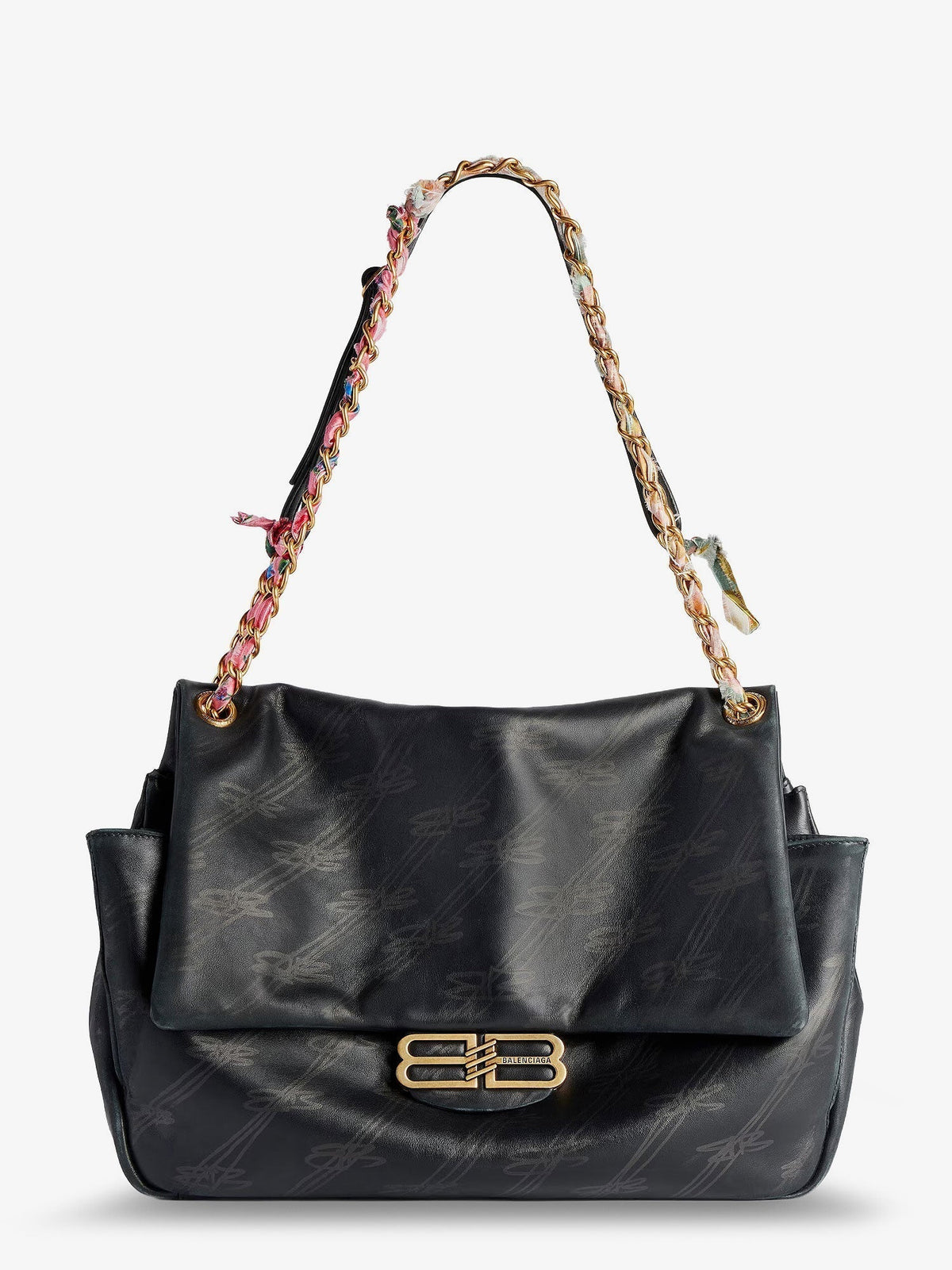 Balenciaga Women Darling Leather Shoulder Bag With Bb Logo On The Front