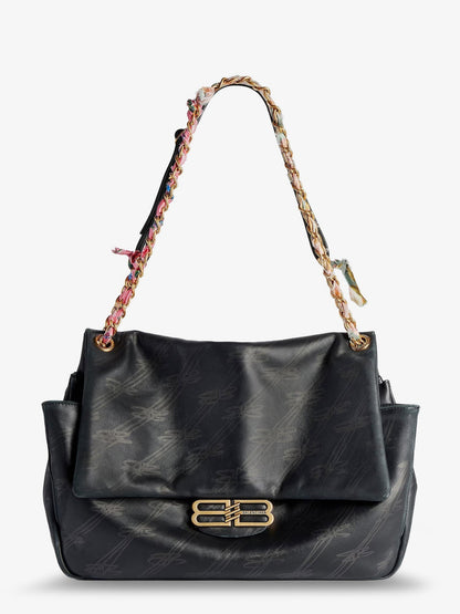Balenciaga Women Darling Leather Shoulder Bag With Bb Logo On The Front