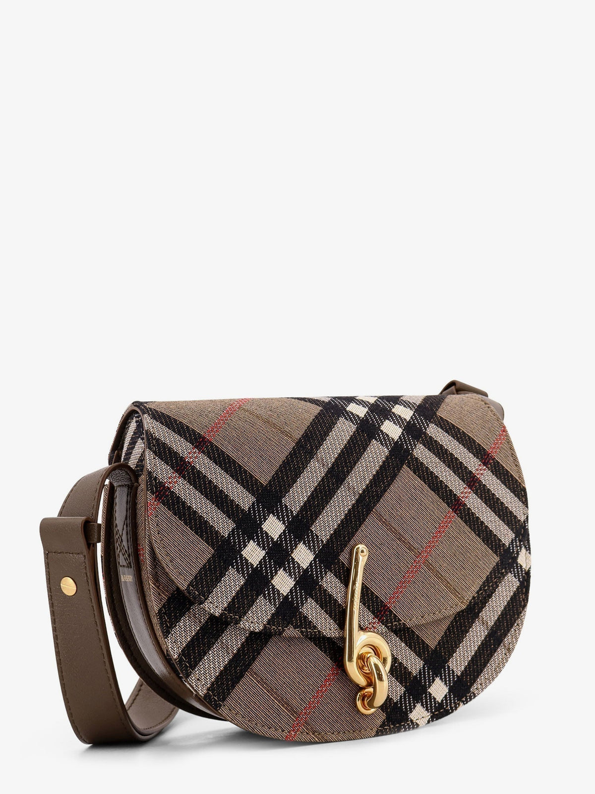Burberry Women Bridle Canvas And Leather Check Shoulder Bag
