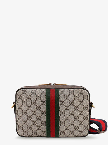 Gucci Men Ophidia Gg Supreme Fabric And Leather Crossbody Bag