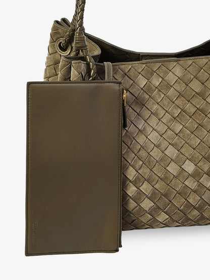 Bottega Veneta Women Parachute Large Suede Shoulder Bag