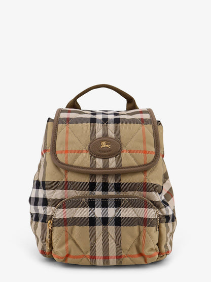 Burberry Women Horseshoe Check Nylon Backpack