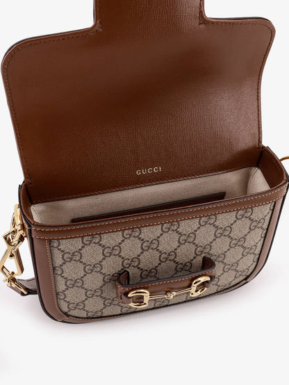Gucci Women Coated Canvas Gucci Horsebit 1955 Crossbody Bag With Gg Supreme Motif