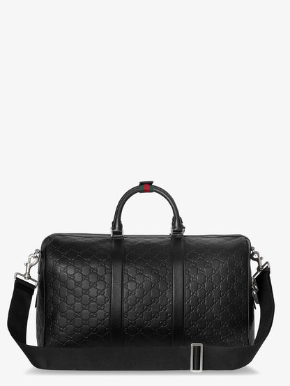 Gucci Men Coated Canvas Gg Emblem Travel Bag With Gg Motif