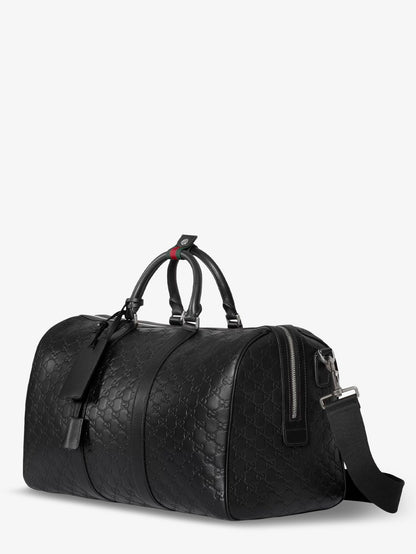 Gucci Men Coated Canvas Gg Emblem Travel Bag With Gg Motif