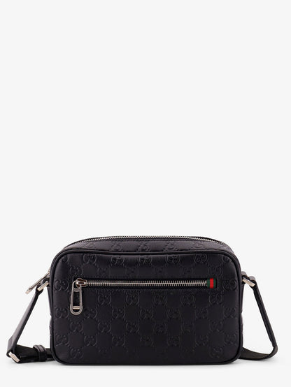 Gucci Men Gg Emblem Leather Crossbody Bag
