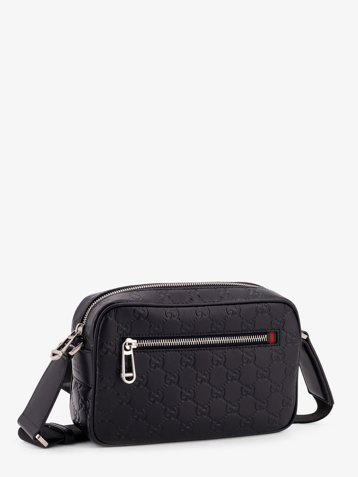 Gucci Men Gg Emblem Leather Crossbody Bag