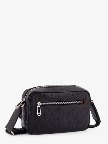 Gucci Men Gg Emblem Leather Crossbody Bag