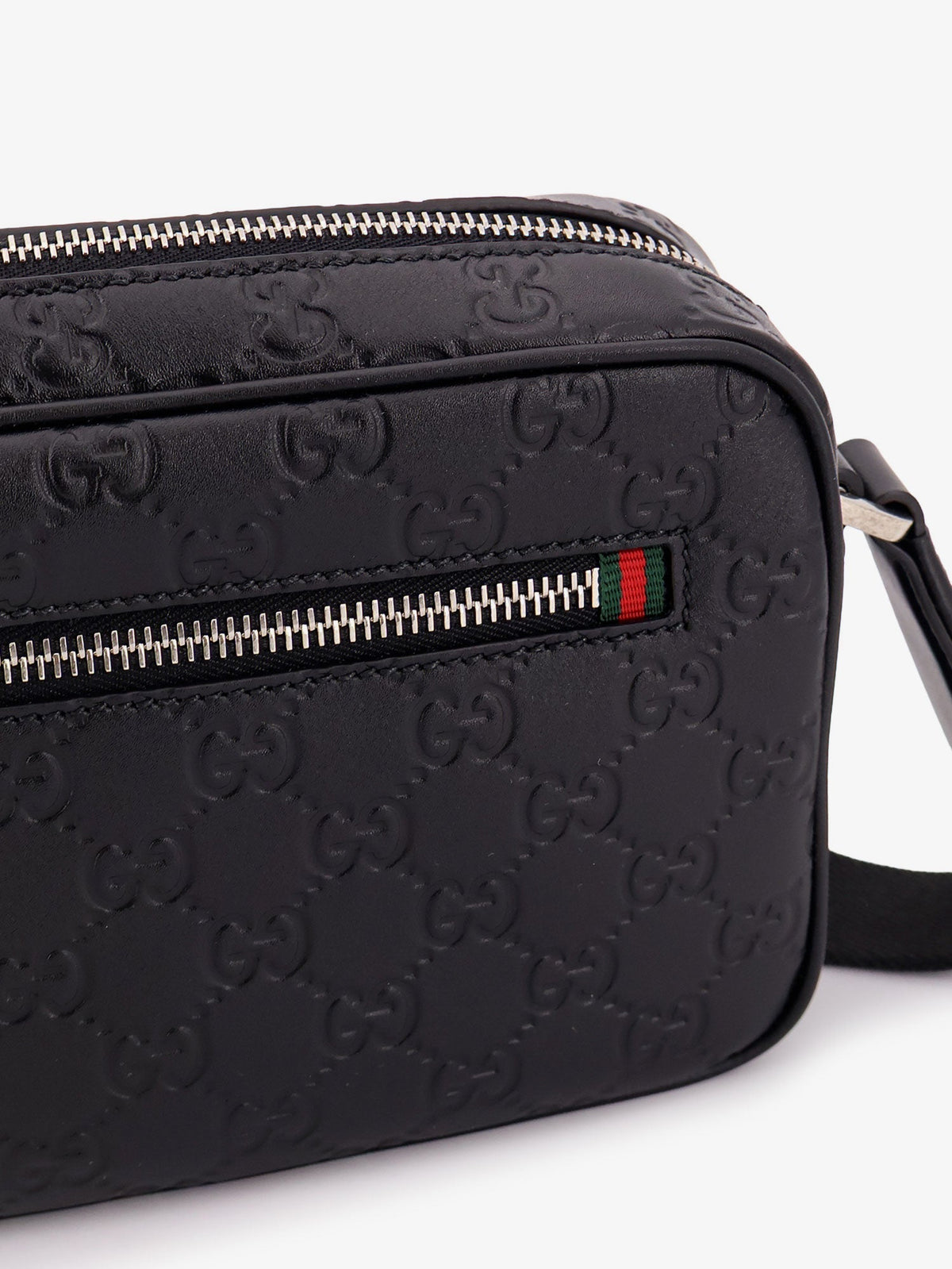 Gucci Men Gg Emblem Leather Crossbody Bag