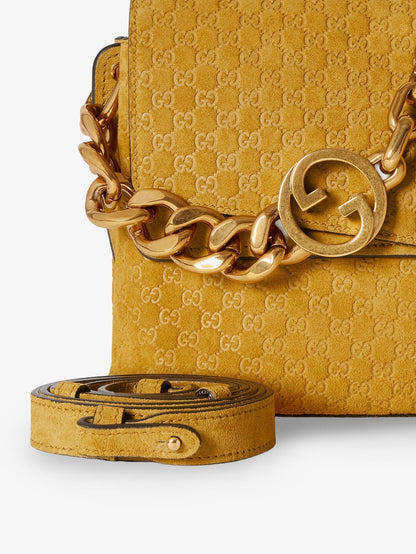 Gucci Women Suede Shoulder Bag With All-Over Gg Motif