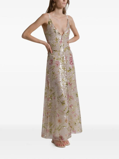 Alberta Ferretti Women Printed Sequins Long Dress
