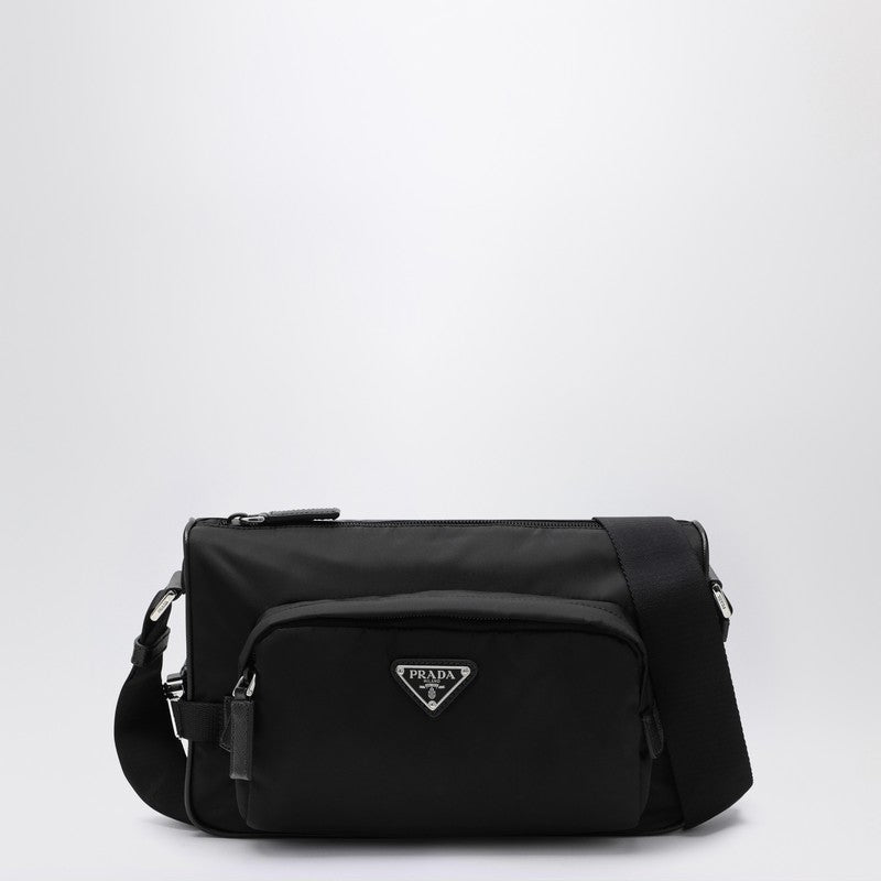 Prada Medium Black Crossbody Bag In Re-Nylon And Saffiano Men