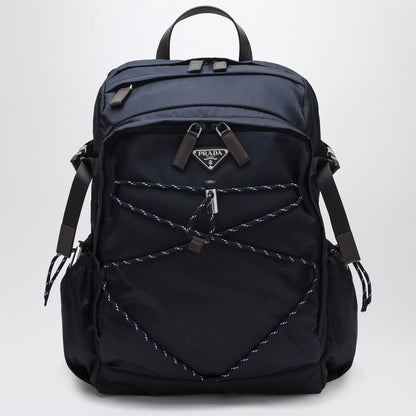 Prada Blue Re-Nylon And Leather Speedrock Backpack Men