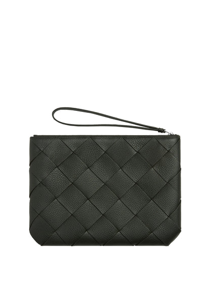 Bottega Veneta Men Woven Leather Clutch Bag