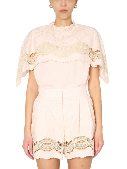 Alberta Ferretti Women Embroidered Cape Top