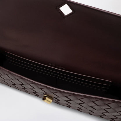 Bottega Veneta Women Andiamo Clutch Bag With Handle In Dark Barolo