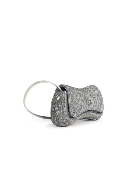Diesel 'Play' Clutch In Silver Glitter Fabric Women