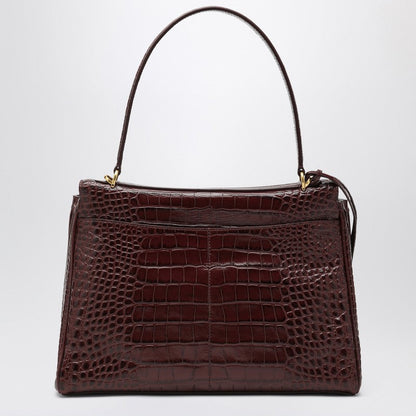 Balenciaga Cocco-Print Burgundy Calfskin Medium Rodeo Bag Women